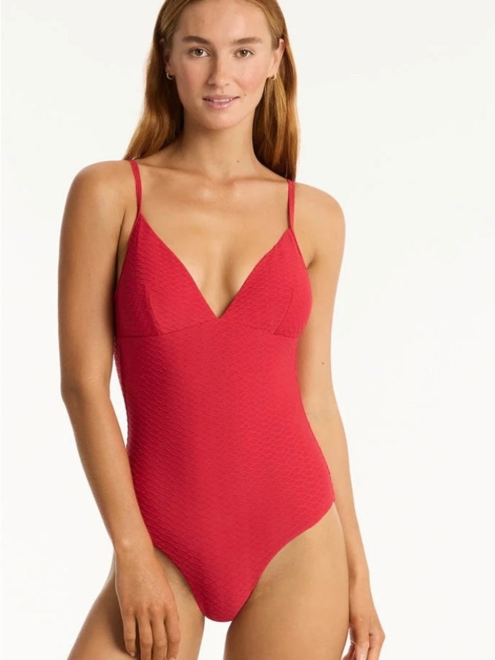 Sea Level Swim Australia Honeycomb Triangle One Piece Swimsuit Red SizeUS 8/AU12